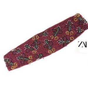 ZARA Women's Purple Beaded Sash Belt 7521 037 611 Size 32/US 14